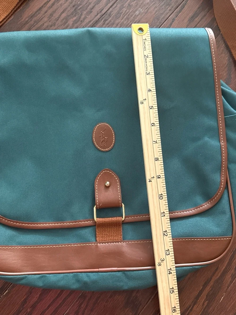 Vintage Ralph Lauren polo green Canvas Messenger Crossbody bag travel preppy
